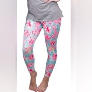 Simply Southern Floral Leggings - Pink and Blue